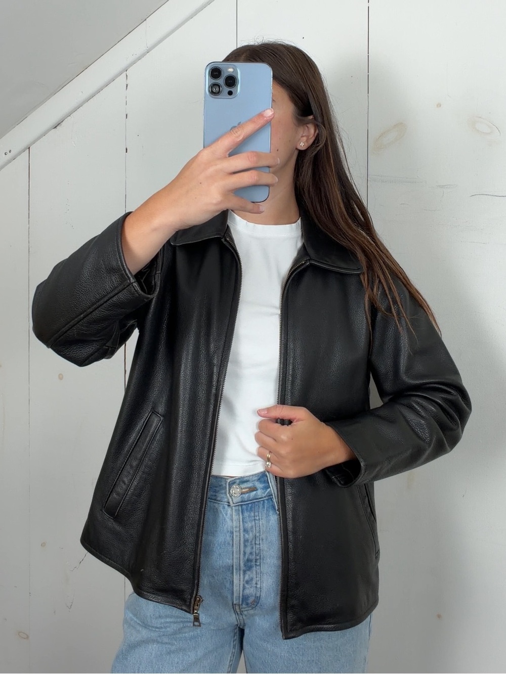 Vintage Eddie Bauer Brown Genuine Leather Stine Jacket Womens Small P Moto Biker